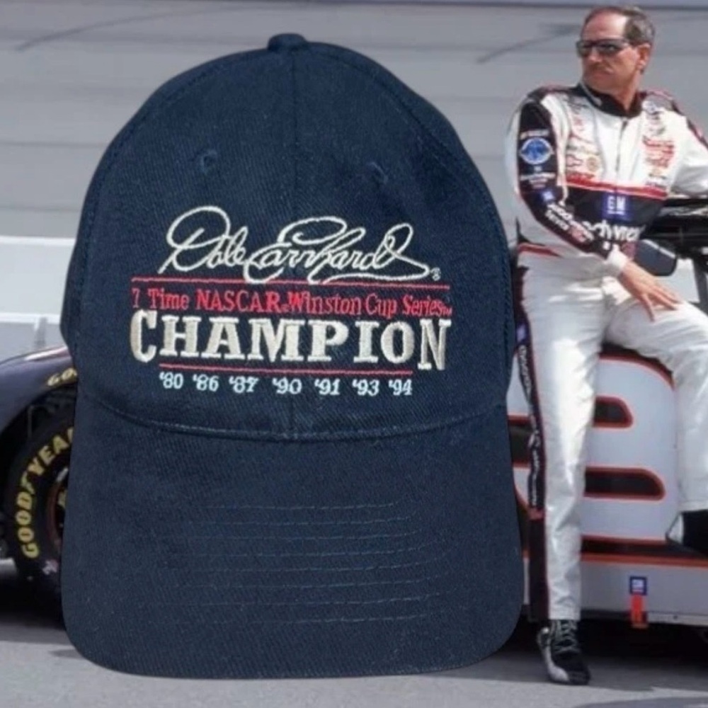 Vintage Dale Earnhardt 7-Time NASCAR Winston Cup Champion Black Hat Cap OSFA